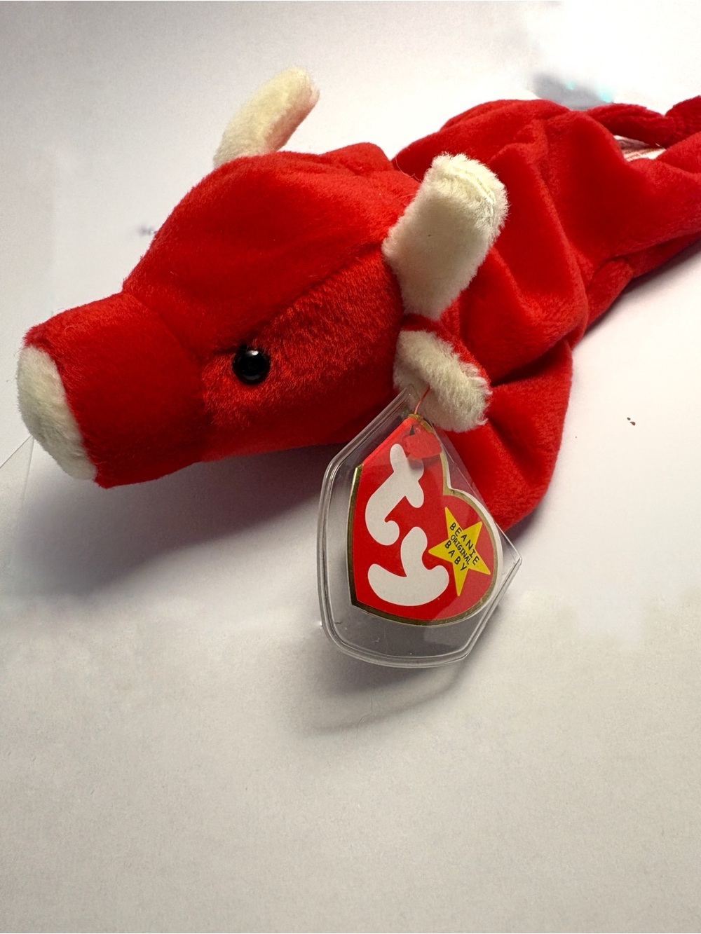 1995 Ty Beanie Baby Red Bull Plush -Snort